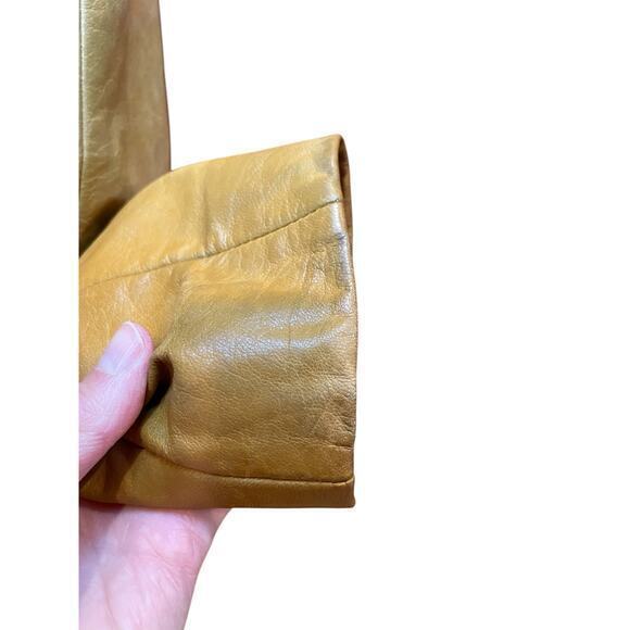 Vintage Wilson's‎ Leather Maxima Camel Brown Button Biker Style Collared Jacket - Picture 12 of 16